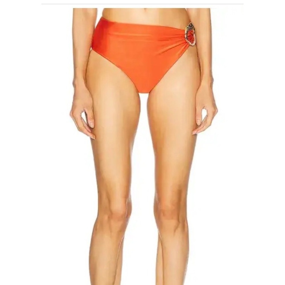 PatBO Burnt Orange Rope Textured Bikini Set High Waist Gold Buckle USA XL - Picture 3 of 9